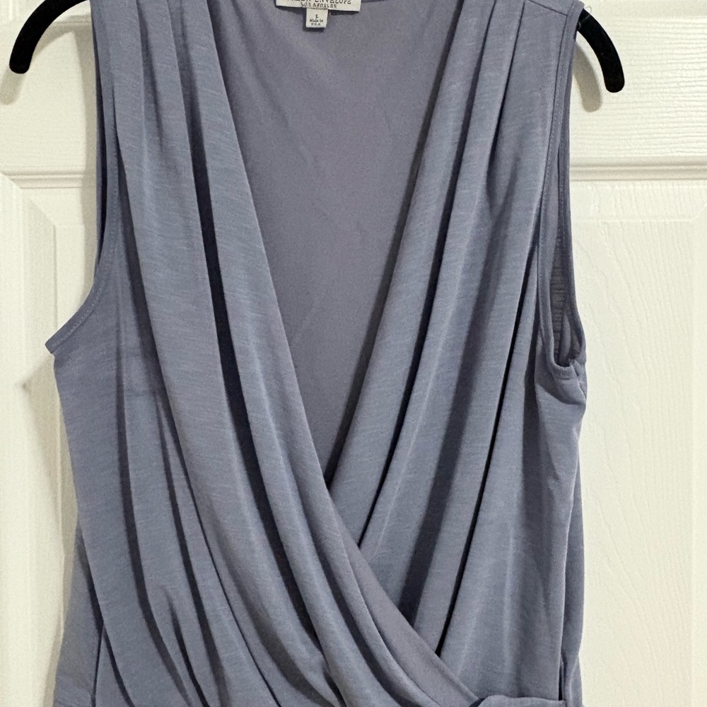 Green Envelope Gray Sleeveless Wrap Blouse